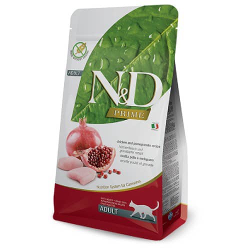FARMINA N&D CAT GF PRIME CHICKEN & POMEGRANATE kaķu barība Vista, granātābols 5kg